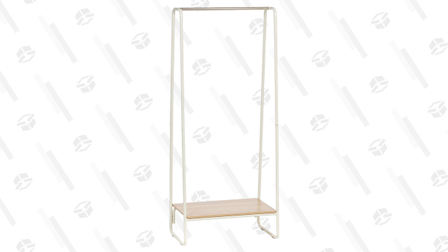 With the inclusion of a wood shelf, this garment rack doubles as a design element. Hang up any overflow from your closet, or use it for more decorative purposes, like a hanging planter.